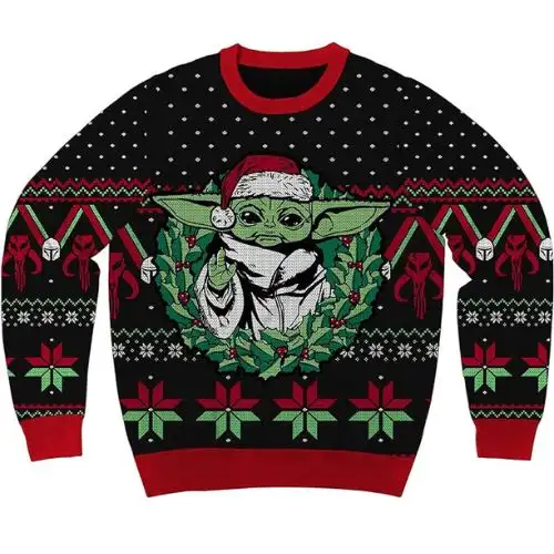 Star Wars The Mandalorian Grogu Wreath Holiday Christmas Sweater for men