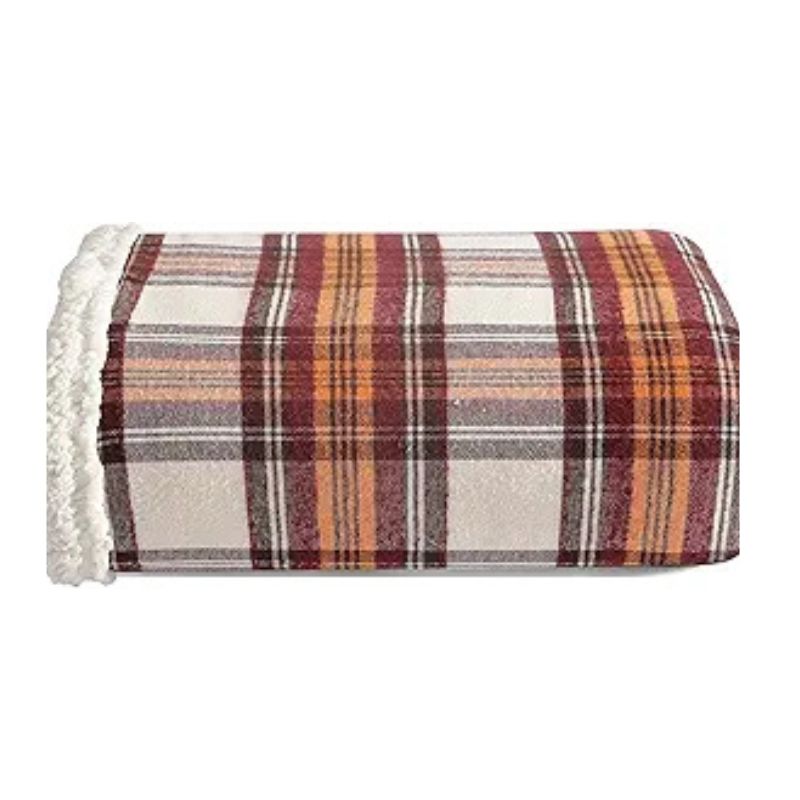 Eddie Bauer - Throw Blanket, Super Soft Reversible Sherpa Fleece Bedding, Ideal Christmas & White Elephant Gifts, Cozy Plaid Throw Blankets for Couch (Edgewood Red, Throw)