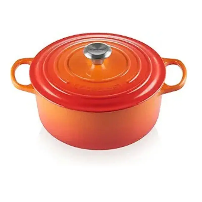 Le Creuset Enameled Cast Iron Signature Round Dutch Oven with Lid, 5.5 Quart, Flame - cool gifts for parents