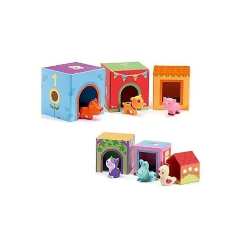 DJECO Topanifarm Blocks - Build a Farm, Wooden Blocks & Animal Toys for Home​ -Best Christmas Gift Ideas for 1 Year Old