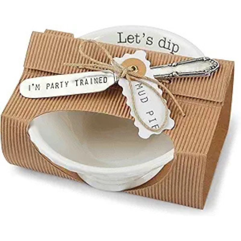 Mud Pie Circa Lets Dip Set, White 2" x 6" - ideas for thanksgiving gift - thanksgiving gift ideas for coworkers