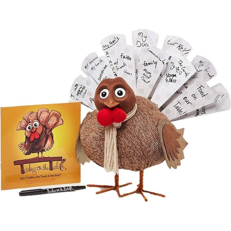 Turkey On The Table Thanksgiving Activity for Kids and Families (Includes Book, Turkey, Pen, & 13 Double Sided Feathers) - Give Thanks & Start a New Holiday Tradition - Doubles as Table Centerpiece - thanksgiving gift ideas​