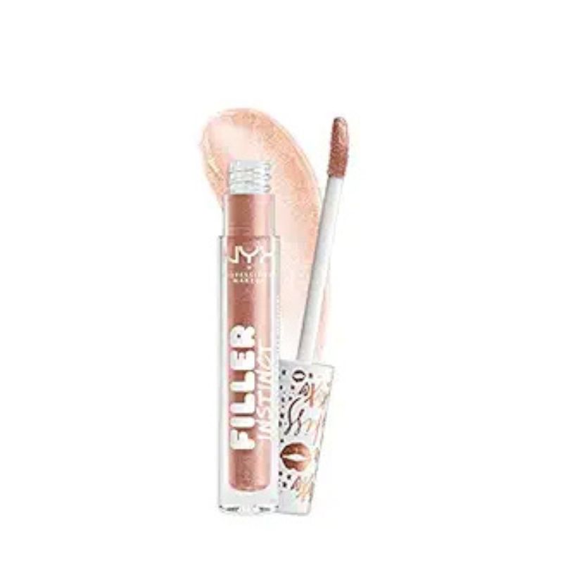 NYX PROFESSIONAL MAKEUP Filler Instinct Plumping Lip Polish, Lip Plumper Gloss - Brunch Drunk (Champagne) ​ - presents for makeup lovers