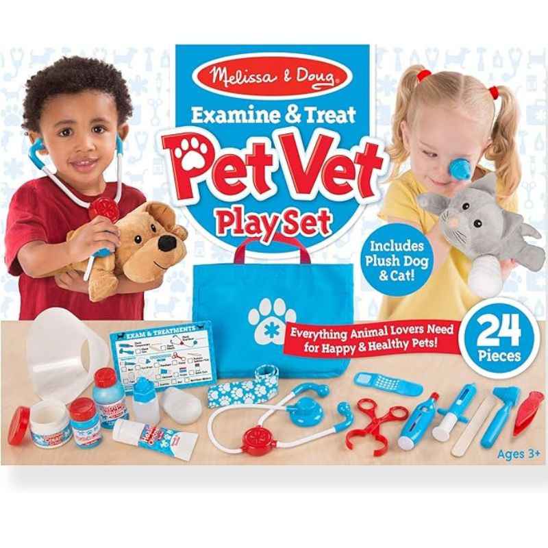 Melissa & Doug Examine and Treat Pet Vet Play Set (24 pcs)​ - birthday gift ideas for 2 year old boy